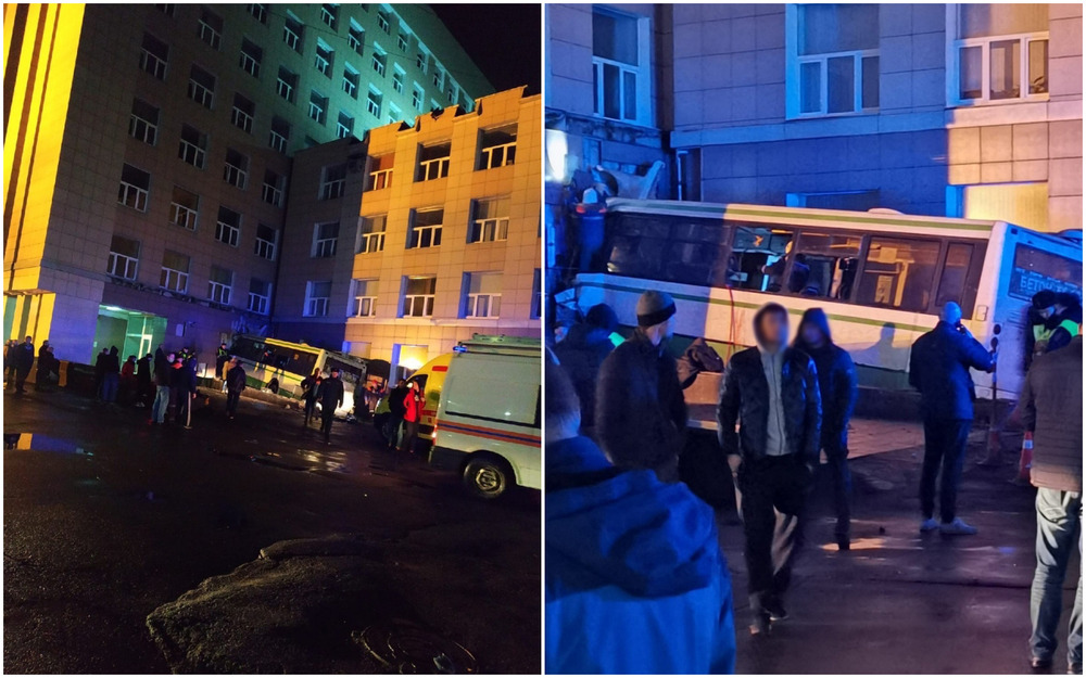 Автобус врезался в здание университета в Новгороде